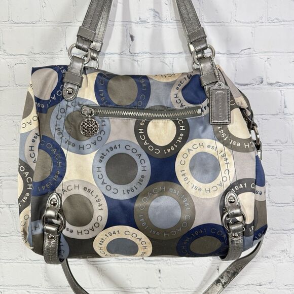 Coach Alexandra Blue Sateen Snaphead Print Large Shoulder Crossbody Logo Bag - Picture 3 of 16
